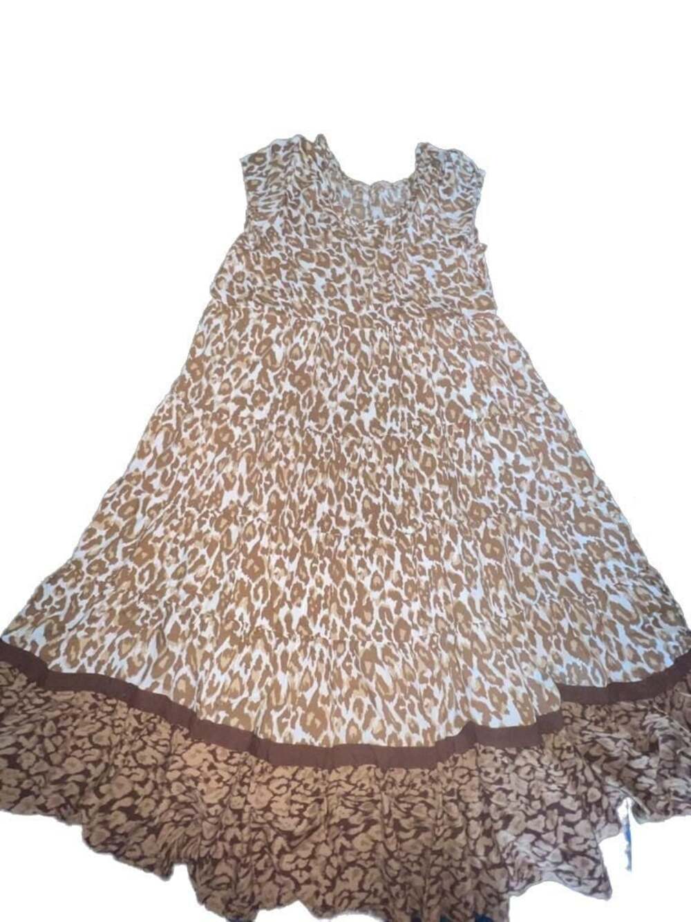 Soft Surroundings Women's Tiered Leopard Print Maxi Dress, Style 3FN98
